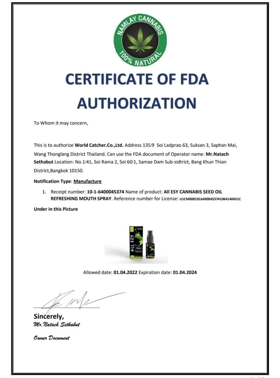 ALL ESY ออล อีซี่ เมาท์สเปรย์กัญชง